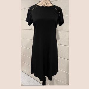 Calvin Klein Black Mini Dress w/Short Sleeves and Brass Grommet Accents (Size 4)